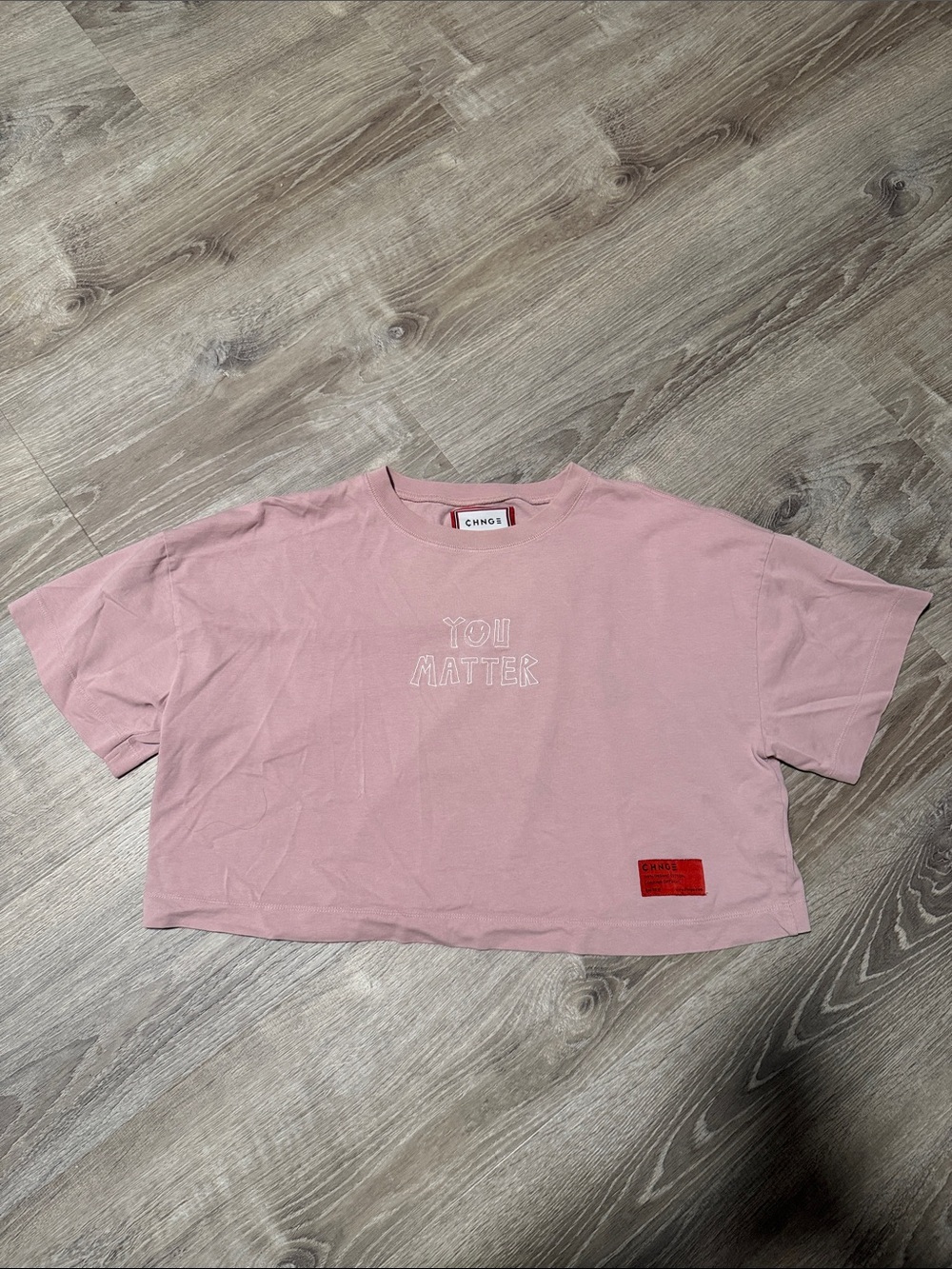 CHNGE 100% Organic Cotton Pink Cropped 'You Matter' Tee